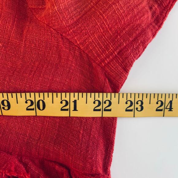 BOHERA Blouse XL Boho Shirred Ruffle Tiered Pinkilicious V-Neck Lace & Beads NWT - Picture 14 of 15